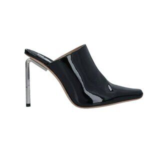 Off-White $1260 Black Patent LAllen Sabot Mule Heels Shoes Sz 38 US 8